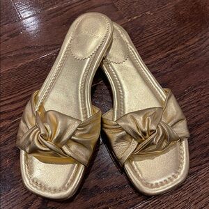 J.Crew Gold leather Knotted sandals size 8 1/2